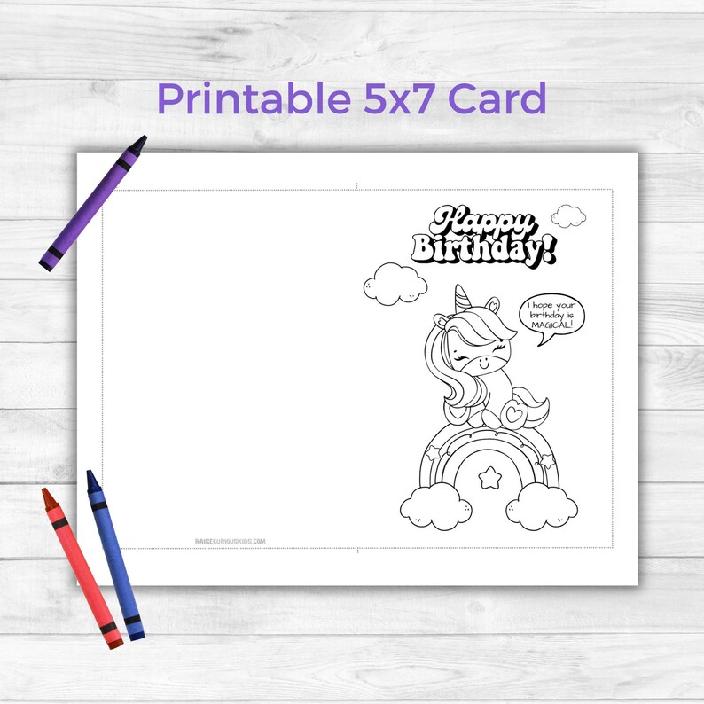 Colorable Kids Birthday Card Printable Color Your Own Birthday Card ...