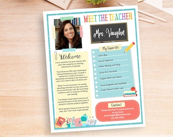 Meet the Teacher Template Printable, Editable Canva Flyer, Back to School, First Day of School, Welcome Letter, Elementary Classroom