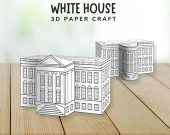 White House 3D Craft, USA Craft for Kids, America Landmark Paper Model, All About USA, Washington DC Classroom Project, 4th of July Craft