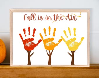 Fall Leaves Handprint Craft, Fall Handprint Art, Fall Preschool Craft, Handprint Keepsake, Autumn Printable Activity, Baby Infant Toddler