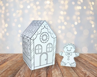 Gingerbread House 3D Craft for Kids, Christmas Coloring Craft, Printable Paper Template, Foldable Craft, Class Daycare Preschool Activity