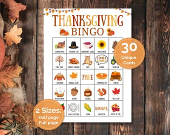 Thanksgiving Bingo, Thanksgiving Party Game, Printable Bingo Activity, Thanksgiving Bingo Cards, Kids Thanksgiving, Classroom Fall Game