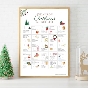 Christmas Bucket List Printable- 25 Days of Christmas To-Do List- Instant Download