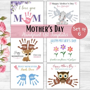 Muttertag Handabdruck Kunst druckbare Vorlagen - DIY Baby Kleinkind Handwerk - Muttertagsgeschenk für Mama vom Kind - Erinnerung Andenken