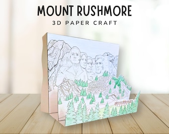 Mount Rushmore 3D Craft, USA Craft for Kids, Around the World Learning Unit, World Landmark Paper Model, DIY America Cultural Activity