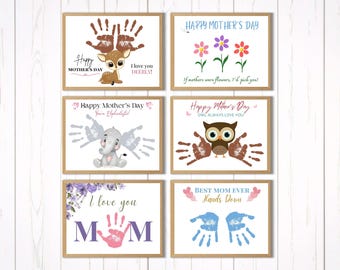 Mother's Day Handprint Art Printable Templates- DIY Baby Toddler Craft- Mother's Day Gift for Mom from Child- Memory Keepsake