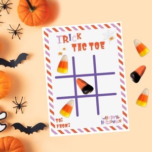 Halloween Tic Tac Toe Printable, Halloween Games for Kids, Halloween Party Favor, Classroom Printable Game, Spooky Trick or Treat Gift