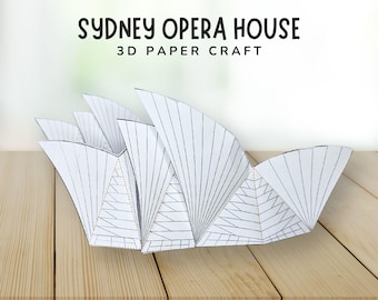 Sydney Opera House 3D Craft, Australia Craft for Kids, Around the World Learning Unit, World Landmark Paper Model, DIY Cultural Activity