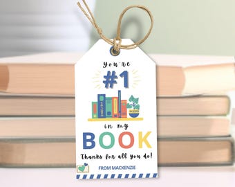 Librarian Appreciation Tag, Editable School Librarian Thank You Tag, Librarian Day Printable Thank You Tags, Librarian Treat Tag