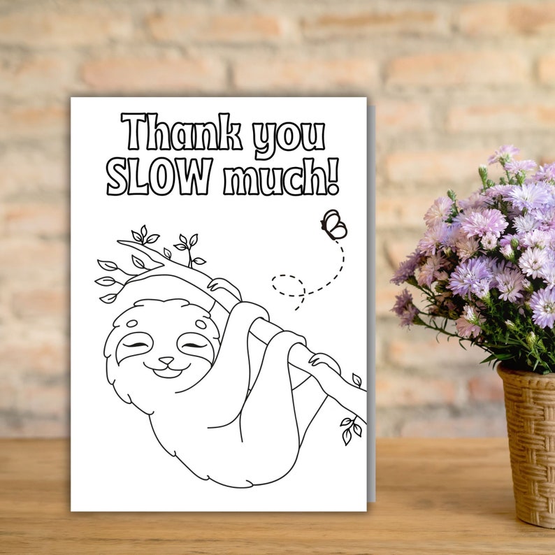 Thank You Coloring Cards- Printable Bundle of 6 Cards- Color Your Own ...