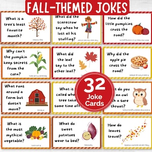 Printable Fall Jokes, Kids Lunchbox Jokes, Lunch Box Notes, Autumn Joke Cards, Funny Jokes for Kids, Lunch Box Cards, Daily Fall Jokes