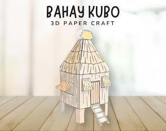 Bahay Kubo 3D Craft, Philippines Craft for Kids, Around the World Learning, Landmark Paper Model, DIY Southeast Asia Cultural Activity