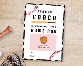 Baseball Coach Gift Card Holder, Sports Coach Thank You, End of Season Gift Idea, Coach Appreciation, Baseball Team Gift, Softball Tball