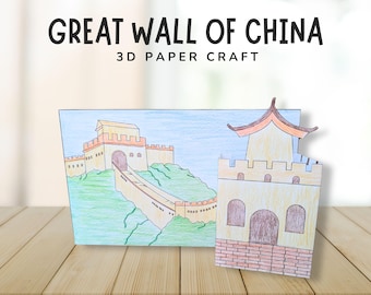 Great Wall of China 3D Craft- China Craft for Kids- Around the World Learning Unit- Cultural Classroom Activity- Chinese New Year Printable