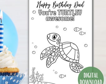 Dad Birthday Card, Funny Birthday Card, Printable Coloring Kids Card, Happy Birthday Dad, DIY Bday Gift for Dad, For Father, Personalized