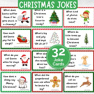 Printable Christmas Jokes, Kids Lunchbox Jokes, Lunch Box Notes, Christmas Joke Cards, Funny Jokes for Kids, Daily Lunch Box Cards