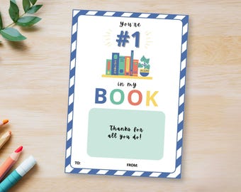 Librarian Gift Card Holder, School Librarian Printable Thank You Card, Librarian Appreciation Day, Gift for School Librarian, Library Week