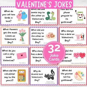 Afdrukbare Valentijnsdaggrappen, kinderlunchboxgrappen, notities lunchbox, kaarten Valentijnsdag, grappige grappen voor kinderen, dagelijkse lunchboxkaarten