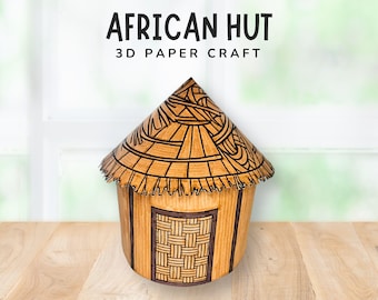 Traditional African Hut 3D Craft, Africa Craft for Kids, Around the World Learning, Landmark Paper Model, DIY Africa Cultural Activity