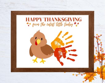 Thanksgiving Turkey Handprint Craft, Fall Handprint Art, Autumn Preschool Craft, Baby Toddler Classroom Activity, DIY Kids Craft