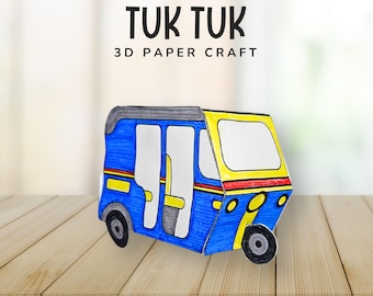 Tuk Tuk 3D Craft, Thailand Craft for Kids, Around the World Learning, Thai Paper Model, DIY Southeast Asia Cultural Activity, Bangkok Craft