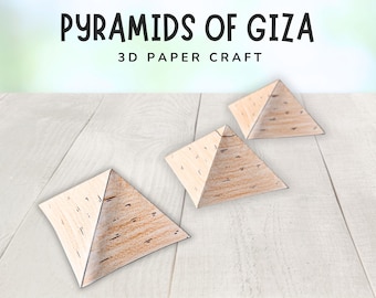 Manualidad 3D de las Pirámides de Giza - Manualidad de Egipto para niños - Unidad didáctica "Alrededor del mundo" - Actividad cultural - Descarga instantánea - PDF imprimible
