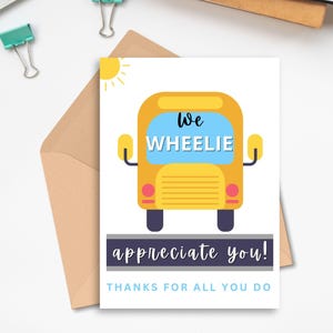 Bus Driver Appreciation Card, 5&quot;x7&quot; School Bus Driver Thank You Card, Bus Driver Day Printable Thank You Card, Kids Thank You Note