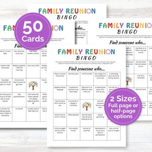 Family Reunion Bingo Cards- Family Reunion Icebreaker Games- Mix and Mingle- Find Someone Who- Get to Know You- Find the Guest Printable
