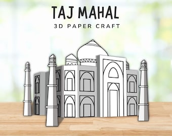 Taj Mahal 3D Craft, India Craft for Kids, Around the World Learning Unit, Cultural Activity, World Landmark Paper Model, DIY 3D Buildings