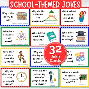 Printable School Jokes, Kids Lunchbox Jokes, Lunch Box Notes, Back to School Joke Cards, Funny Jokes for Kids, Daily Lunch Box Cards