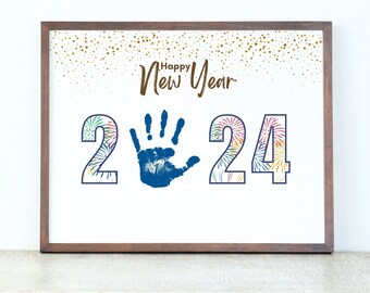 Happy New Year 2024 Handprint Art Keepsake Printable Craft for Kids ...