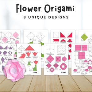 Flower Origami Printable Instructions- Origami for Kids- Easy Flower Origami- Instant Download