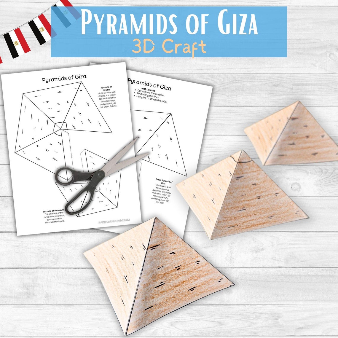 Pyramids of Giza 3D Craft- Egypt Craft for Kids- Around the World Learning Unit- Cultural ...