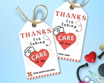 Nurse Appreciation Tag, Editable School Nurse Thank You Tag, End of School Year, Printable Thank You Tags, Nurse Gift