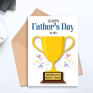Carte de fête des pères du meilleur papa du monde, carte de fête des pères heureuse de l'enfant, carte imprimable, cadeau de dernière minute, téléchargement numérique