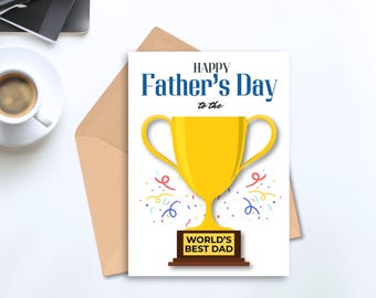 World's Best Dad Father's Day Card, Happy Father's Day Card from Child, Printable Card, Last Minute Gift, Digital Download