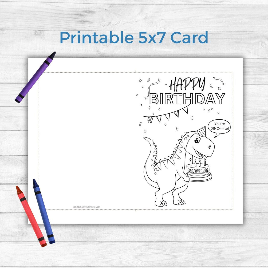 Colorable Kids Birthday Card Printable- Color Your Own Birthday Card ...
