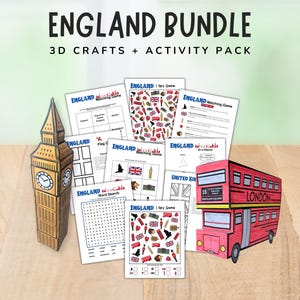 Ensemble d'activités pour l'Angleterre - Imprimables pour enfants en Angleterre - Artisanat 3D Big Ben - Artisanat 3D en bus à impériale - Unité d'apprentissage pour l'école à la maison en classe