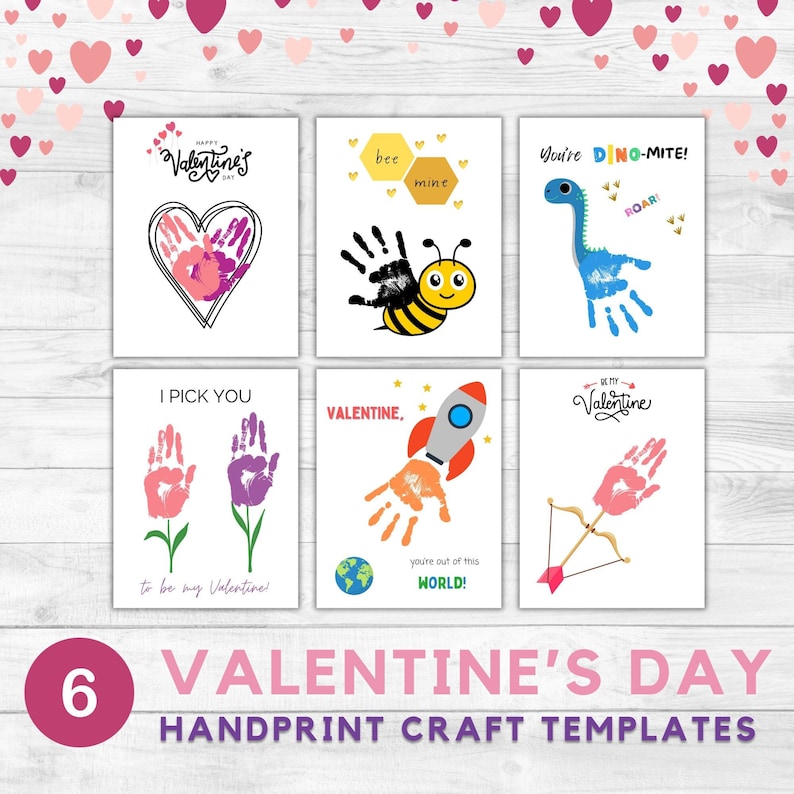 Valentine's Day handprint art template