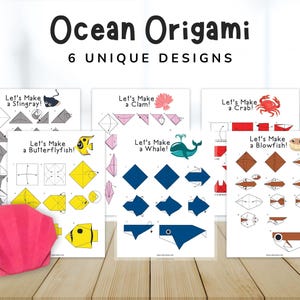 Instrucciones imprimibles de origami del océano - Animales de origami para niños - Descarga instantánea