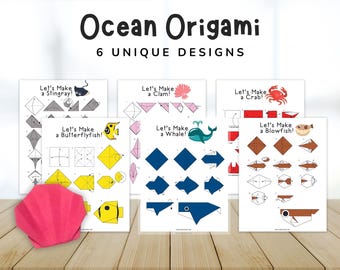 Ocean Origami Printable Instructions- Origami Animals for Kids- Instant Download