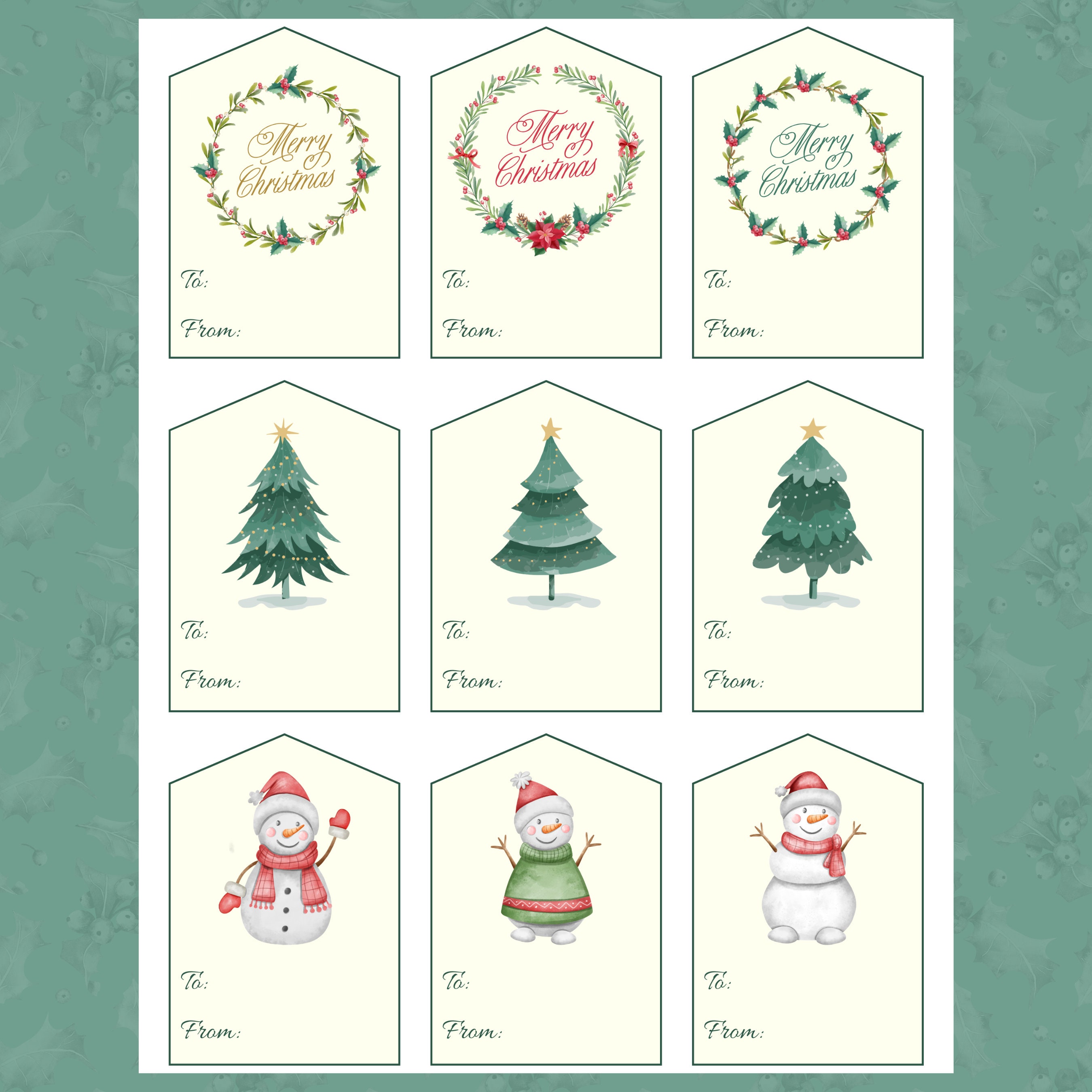 Simple Merry Christmas Gift Tags - Printable Minimalist Present Labels ...