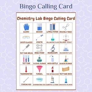 Chemistry Lab Bingo Cards, Educational Science Bingo Game, Information ...