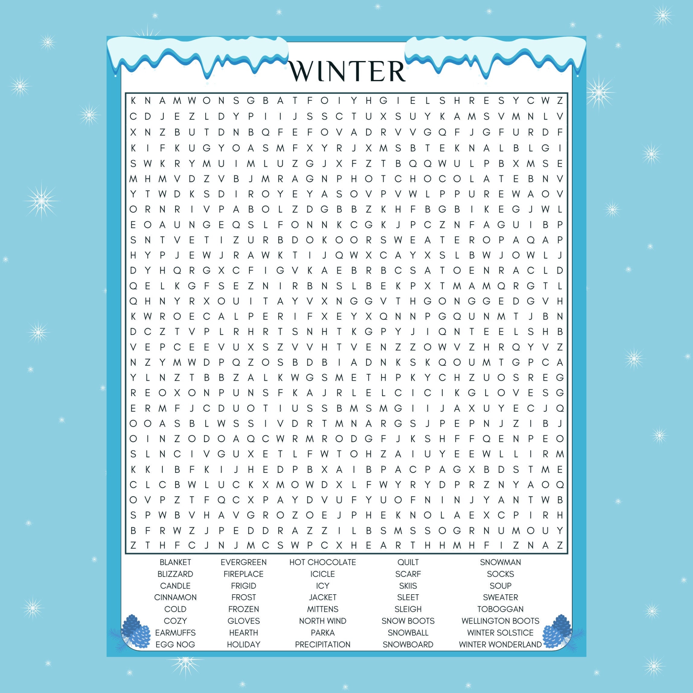 Winter Word Search Bundle, Printable Digital Download for Winter
