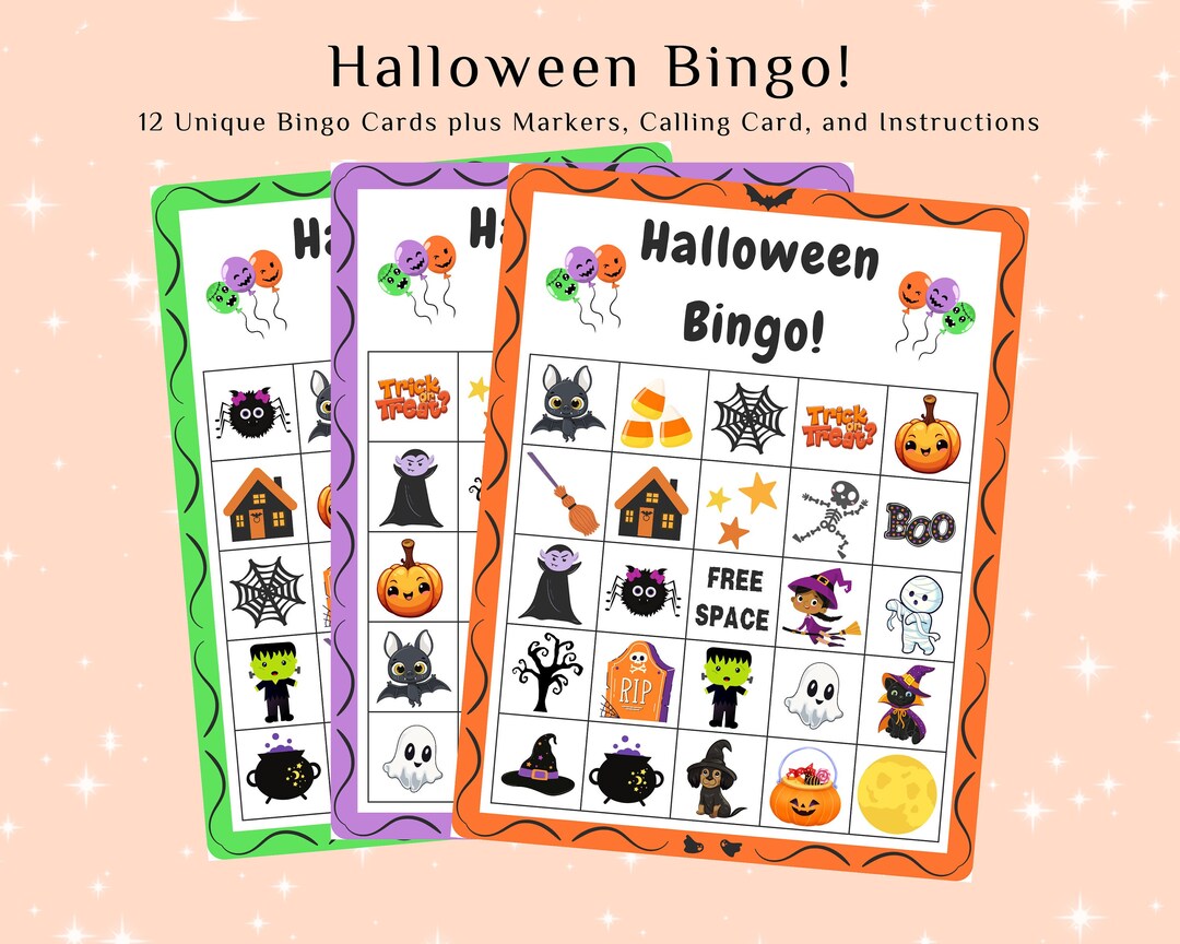 Halloween Bingo for Kids and Adults, Halloween Games for Family - Etsy