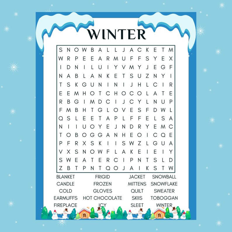Winter Word Search Bundle, Printable Digital Download for Winter