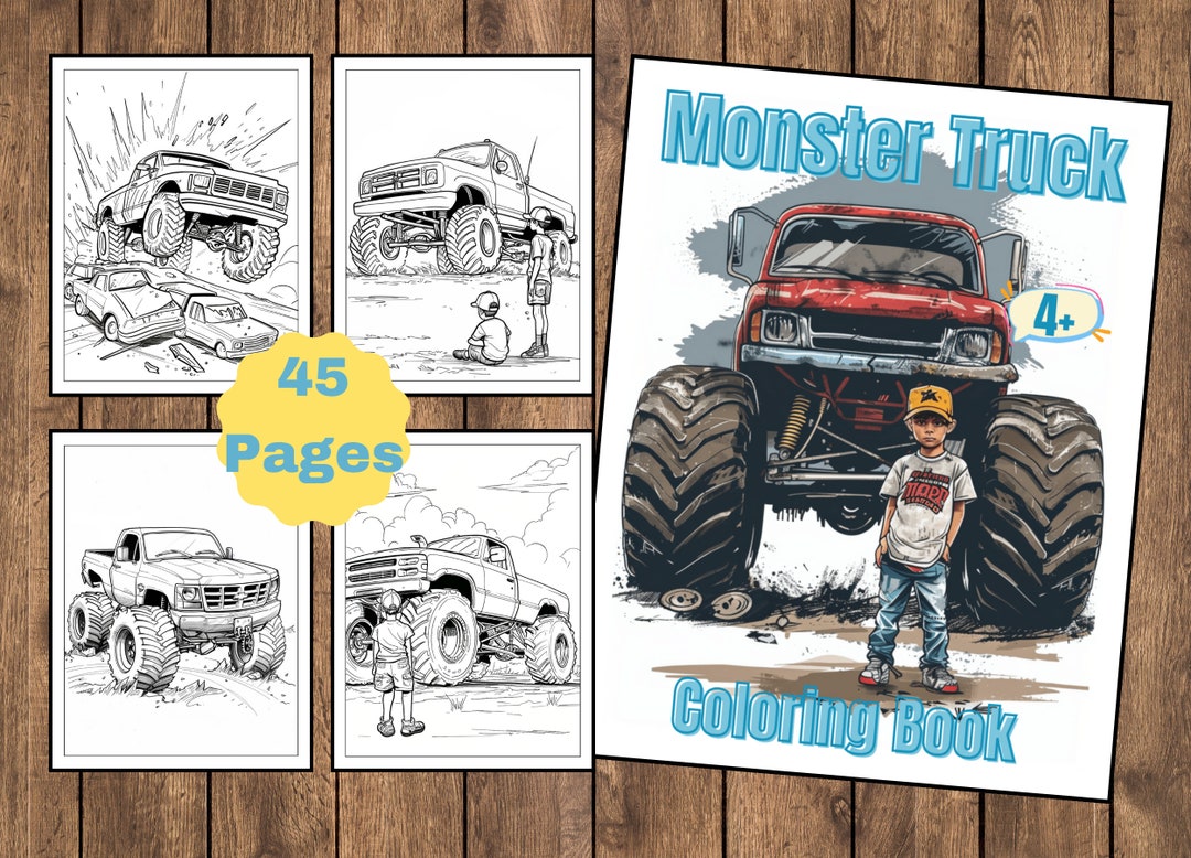 Monster Truck Coloring Book for Kids and Teens.: 45 Awesome Pictures to ...