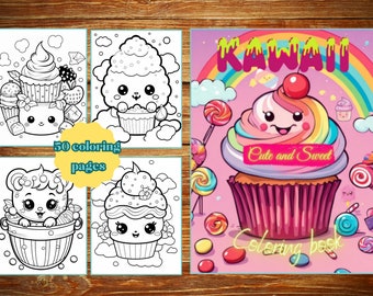 Kawaii Coloring Book: 50 Sweet Treat Designs (Digital Download)