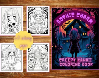 Libro para colorear kawaii espeluznante: terror gótico para adolescentes y adultos (digital)