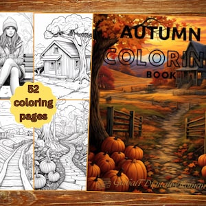 Autumn coloring book for adults. 52 wonderful illustrations to help you relax.
